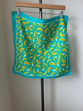 Banana Bandana Scarf Teal Yellow White Great Condition Quirky Eclectic Fruit
